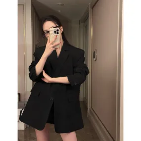 Nukty-shop tailgate outfit black women Black Suit Jacket Spring and Autumn Korean Style Elegant Small Casual Fried Street Suit