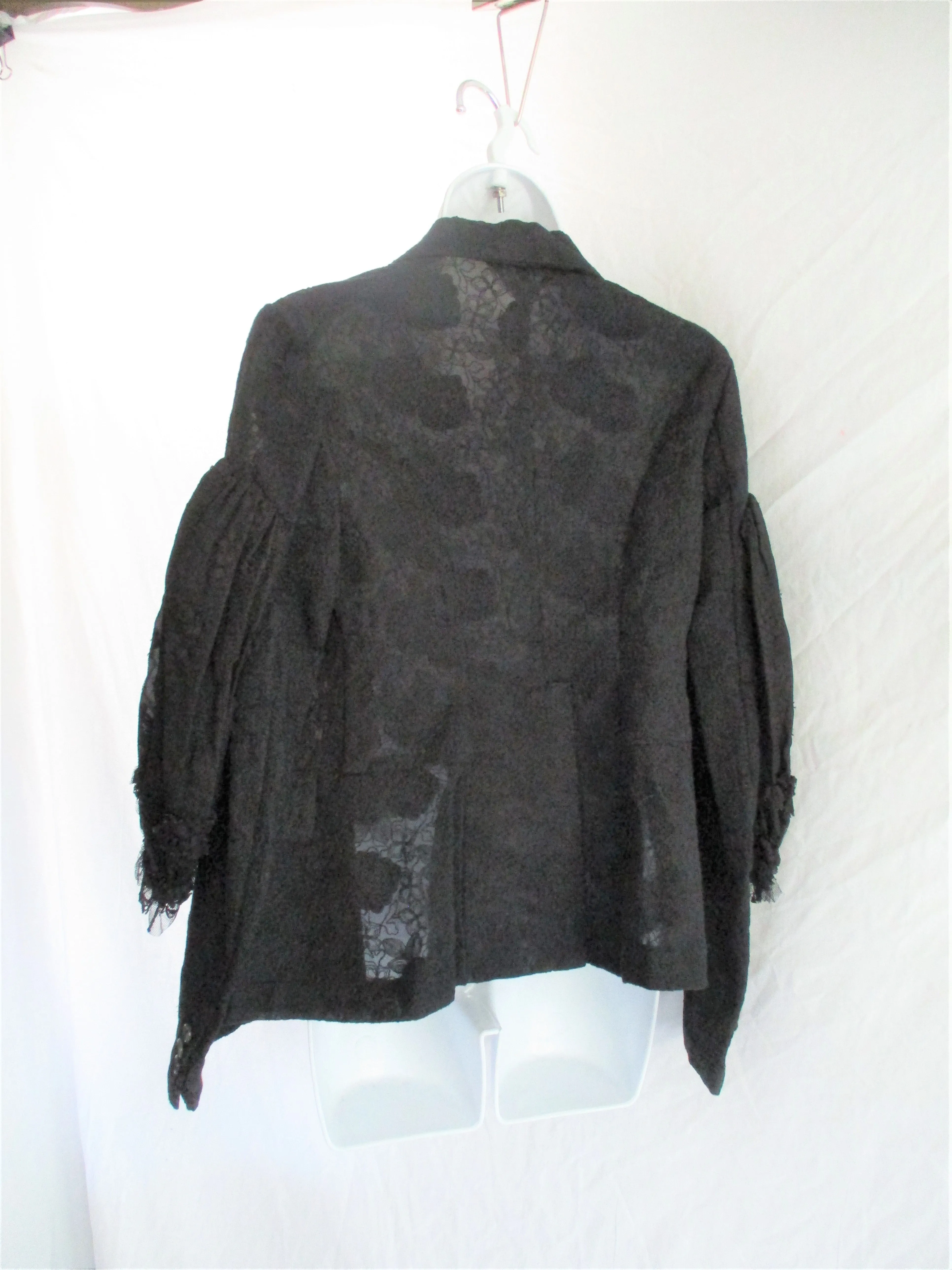 NWT NEW COMME DES GARCONS JACKET WITH BOWS S Boho Textured BLACK
