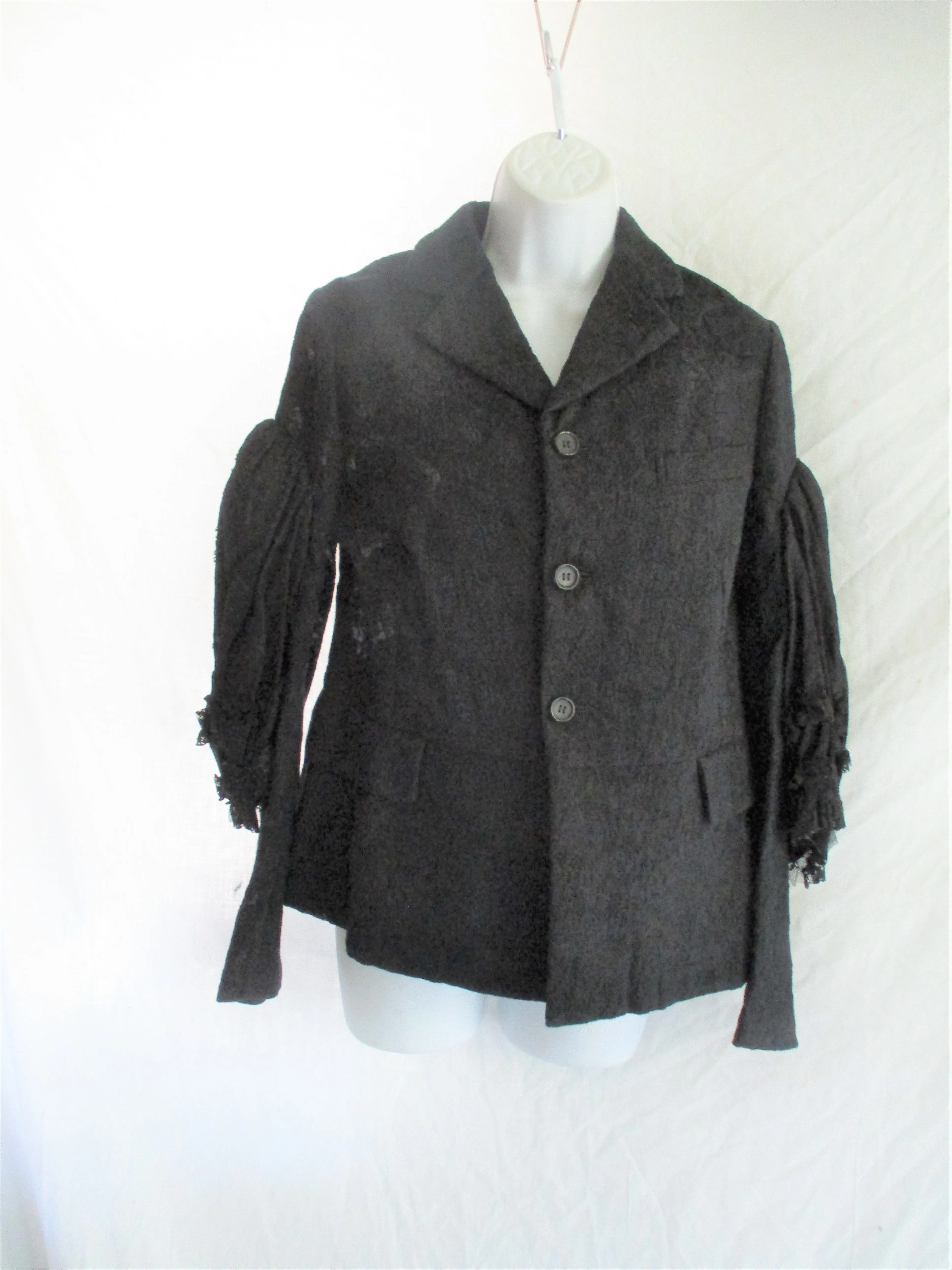 NWT NEW COMME DES GARCONS JACKET WITH BOWS S Boho Textured BLACK