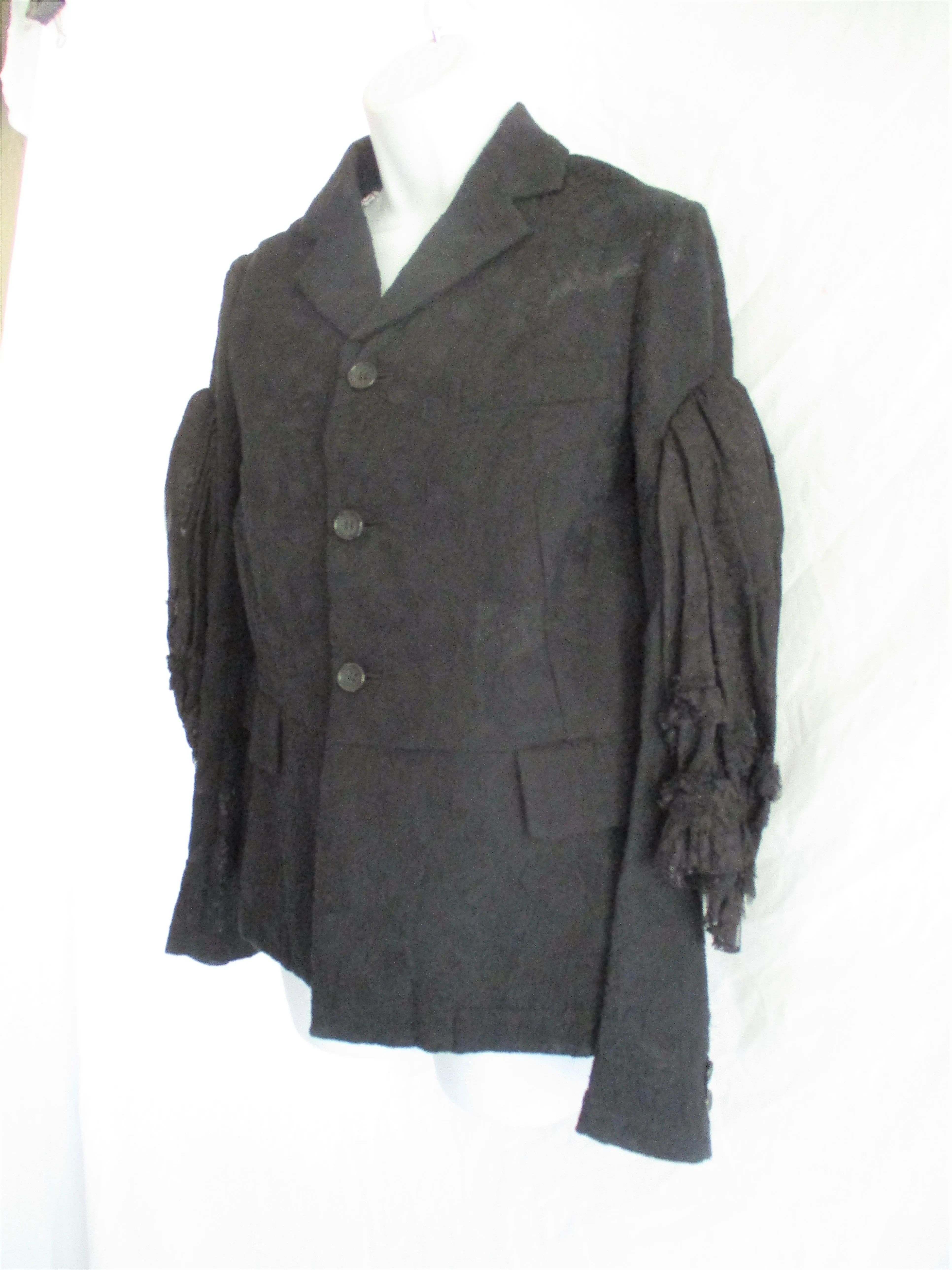 NWT NEW COMME DES GARCONS JACKET WITH BOWS S Boho Textured BLACK