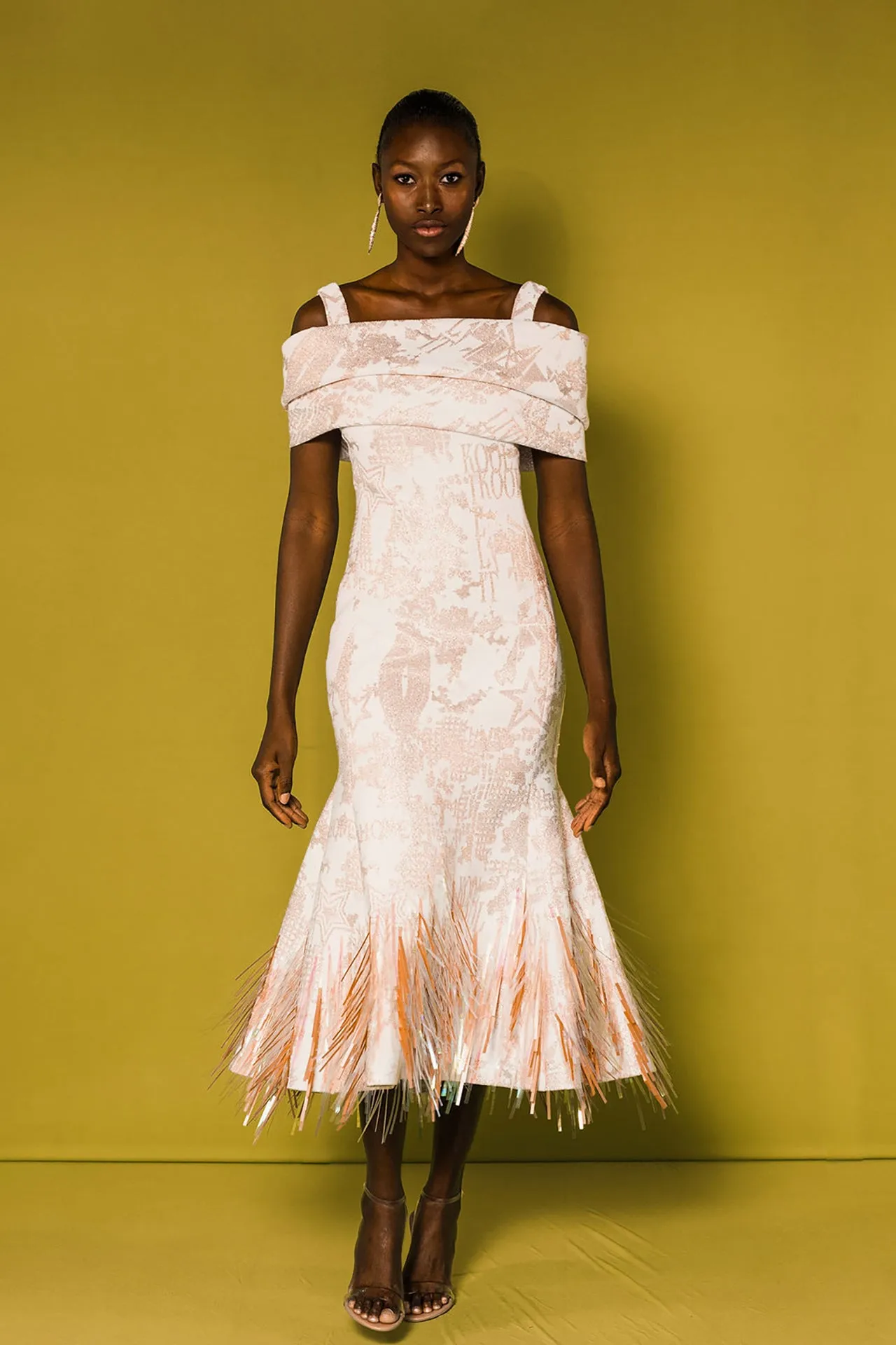 Off-The-Shoulder Mermaid Midi Dress