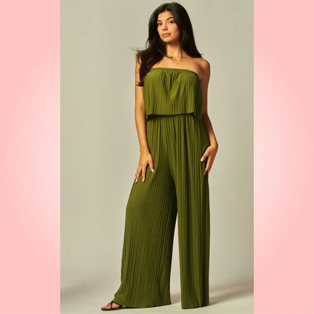 Olive Strapless Jumpsuit