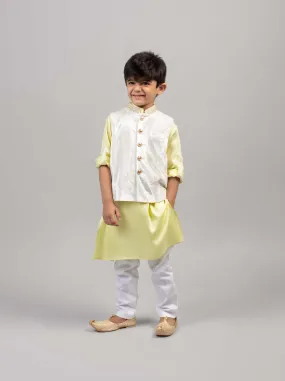 Pre-Order: Off-White Pista Green Bandhgala Set