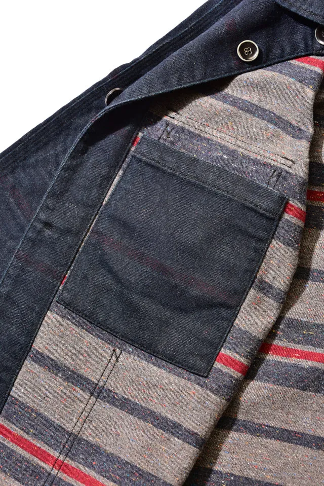 Pure Blue Japan Denim x Stripe Double face Raglan jacket 6102