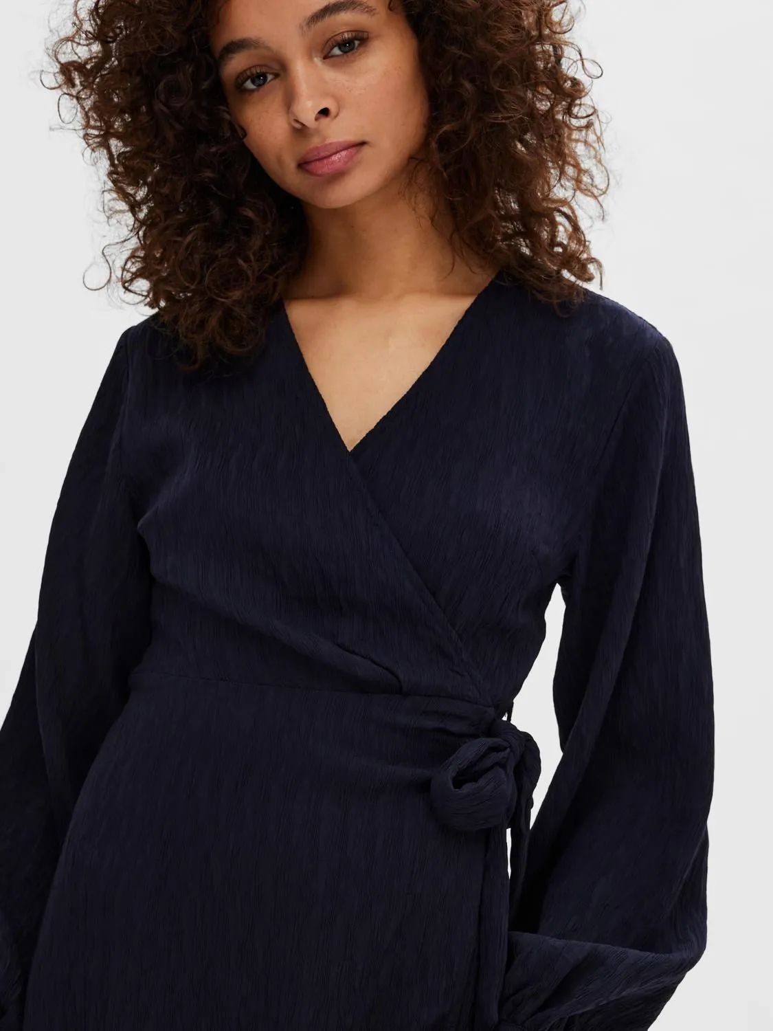 Quinn Ls Short Wrap Dress At - Dark Sapphire