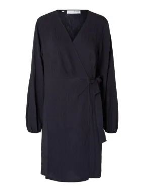 Quinn Ls Short Wrap Dress At - Dark Sapphire