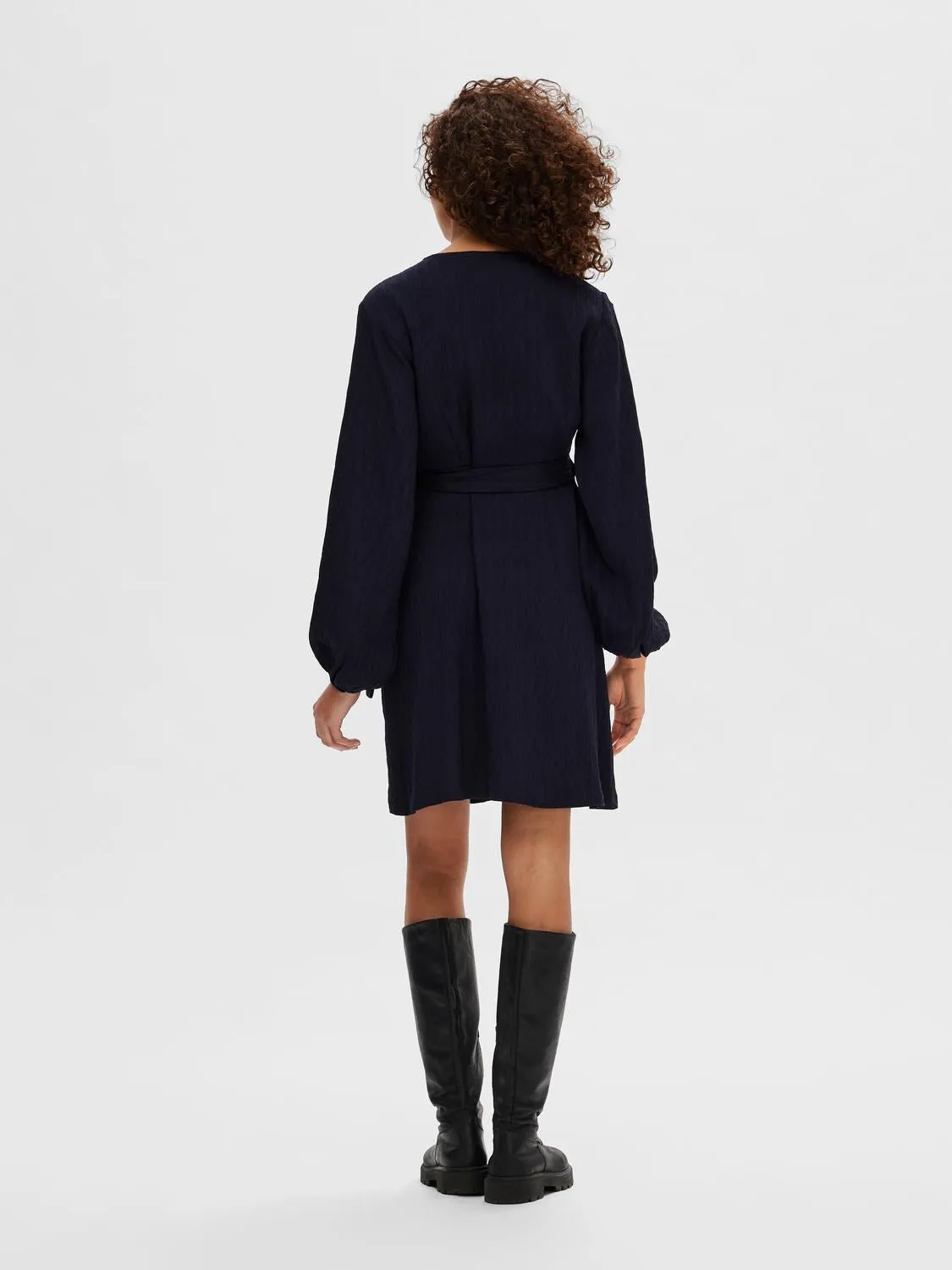 Quinn Ls Short Wrap Dress At - Dark Sapphire