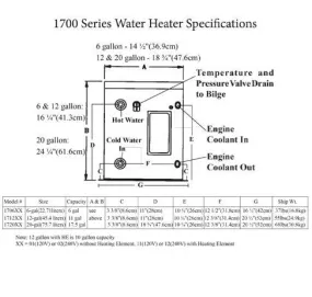 Raritan 170611 6GAL Water Heater 120 Vac W/ Heat Exchanger