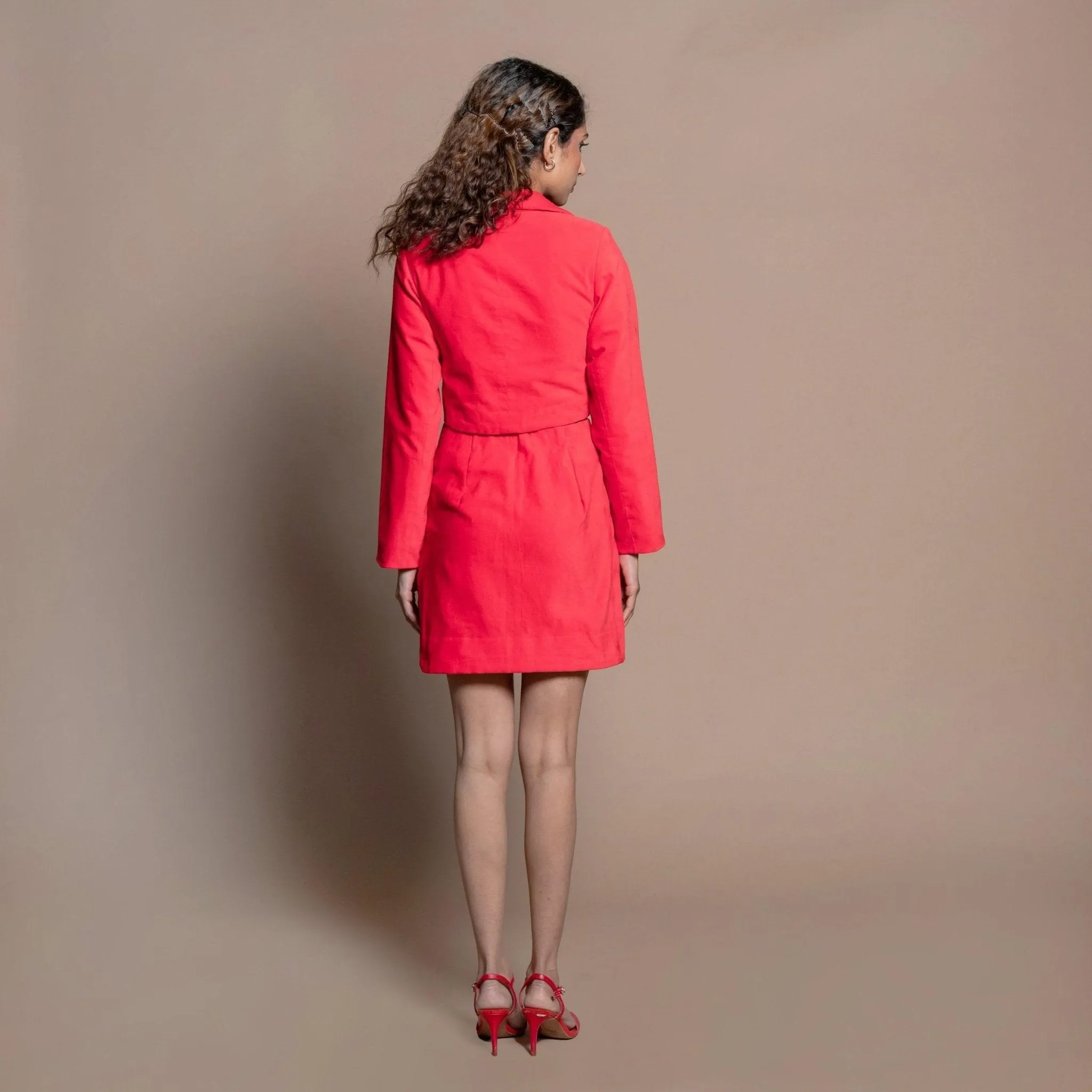 Red Warm Cotton Velvet Double-Breasted Jacket