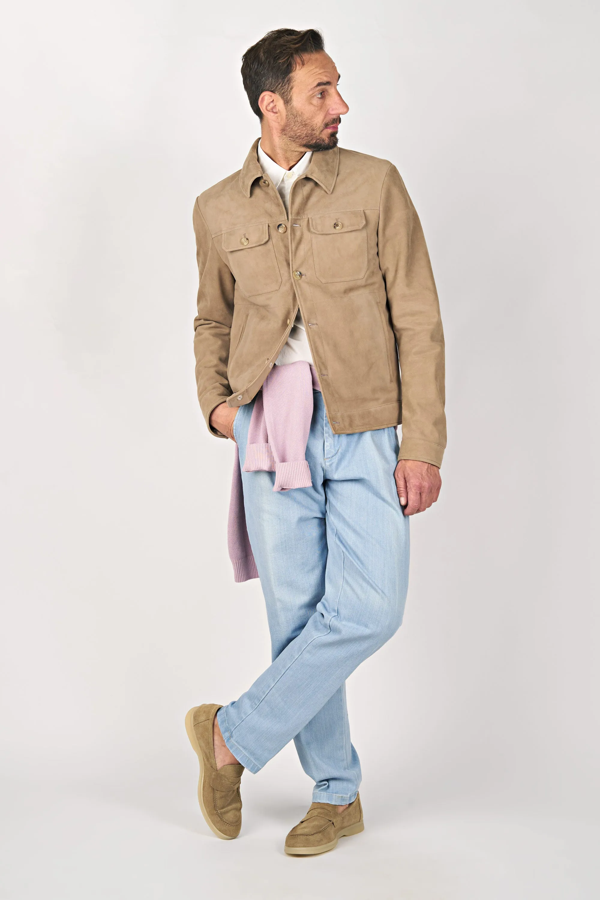 Reindeer Leather Trucker Jacket