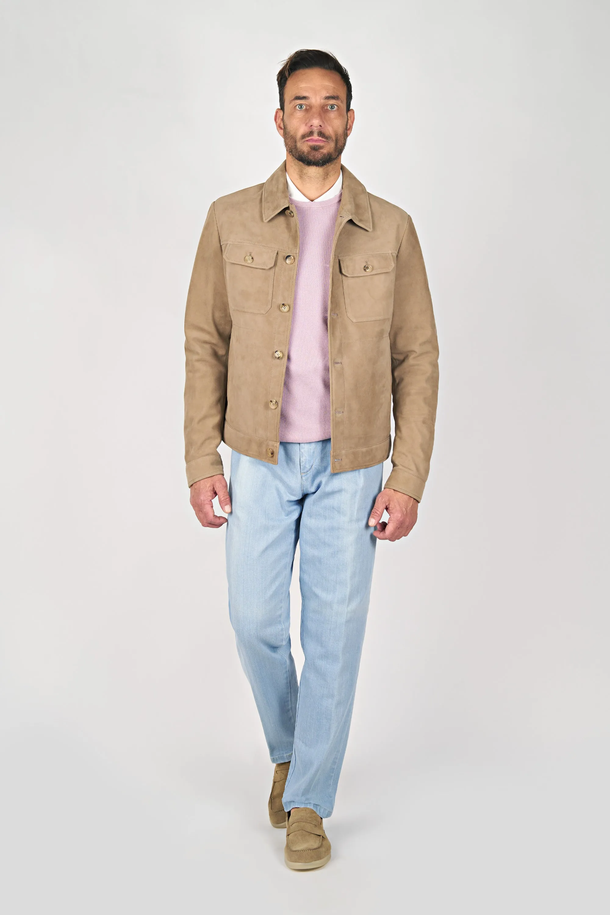 Reindeer Leather Trucker Jacket