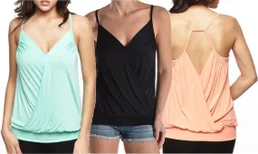 Relaxed Wrap Blouse with Front Plunge & Low Back