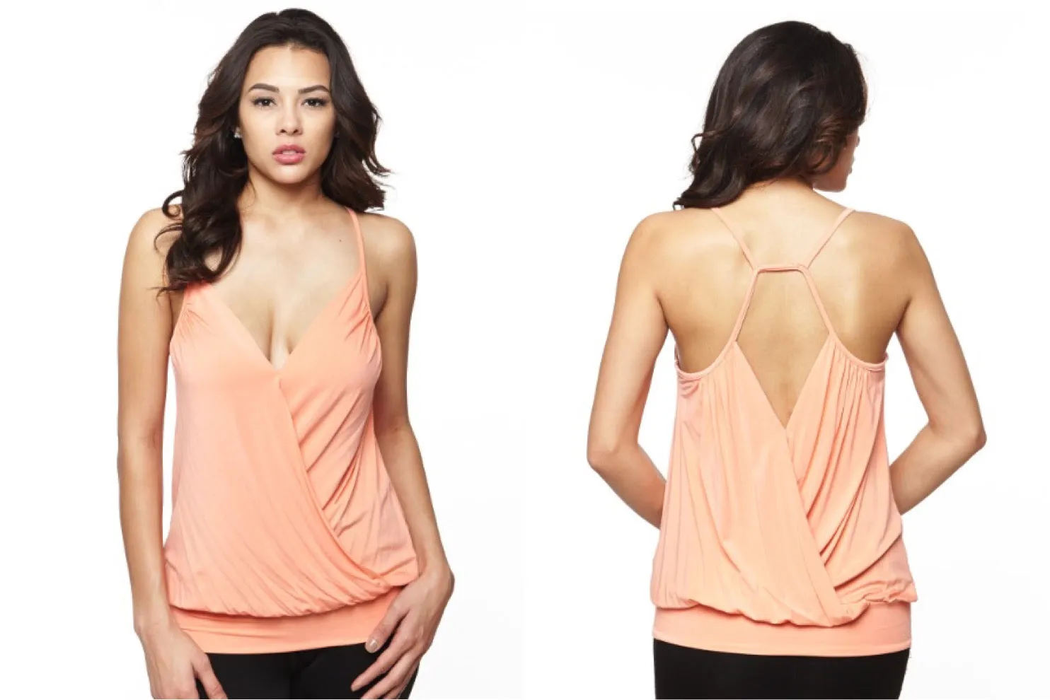 Relaxed Wrap Blouse with Front Plunge & Low Back