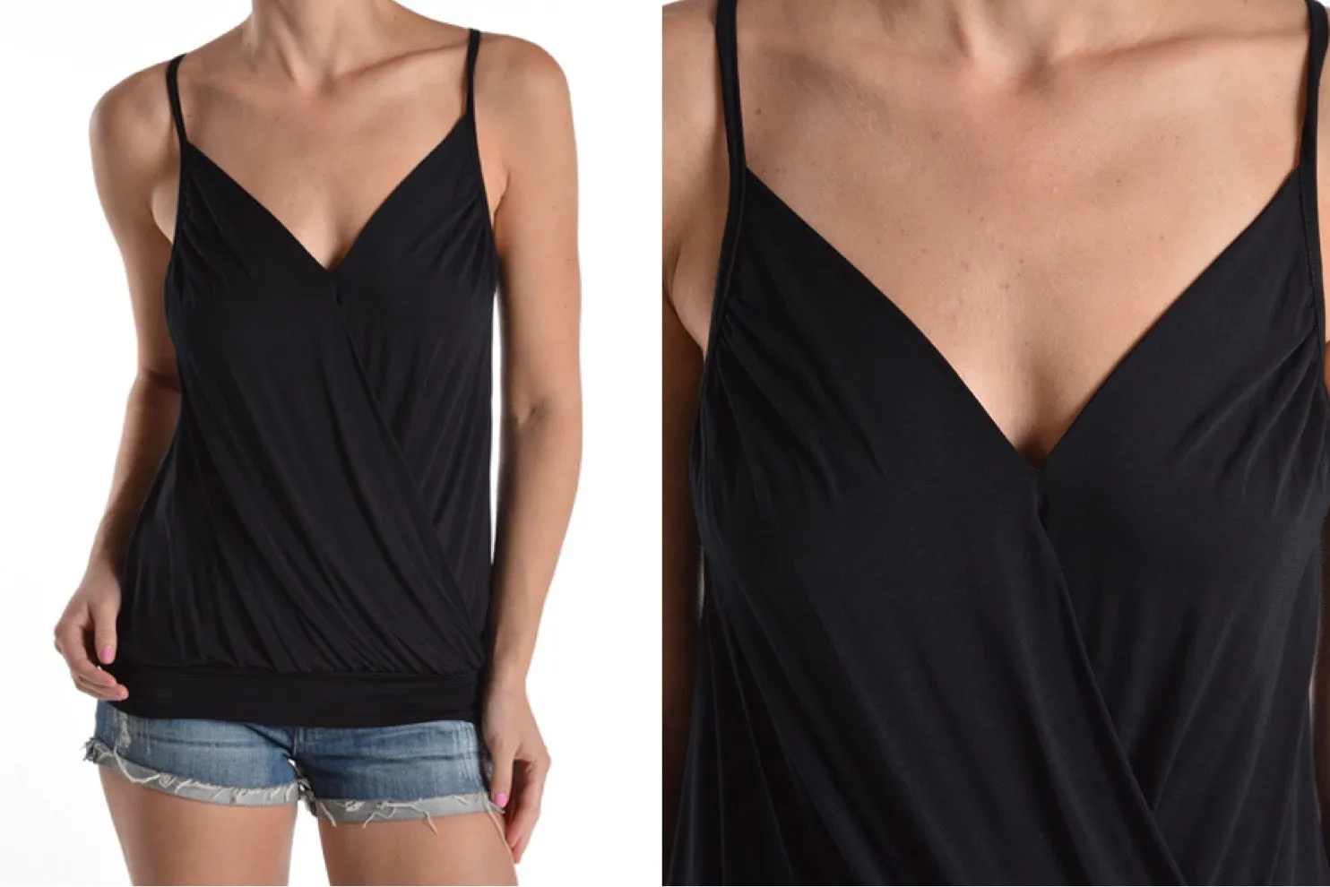 Relaxed Wrap Blouse with Front Plunge & Low Back