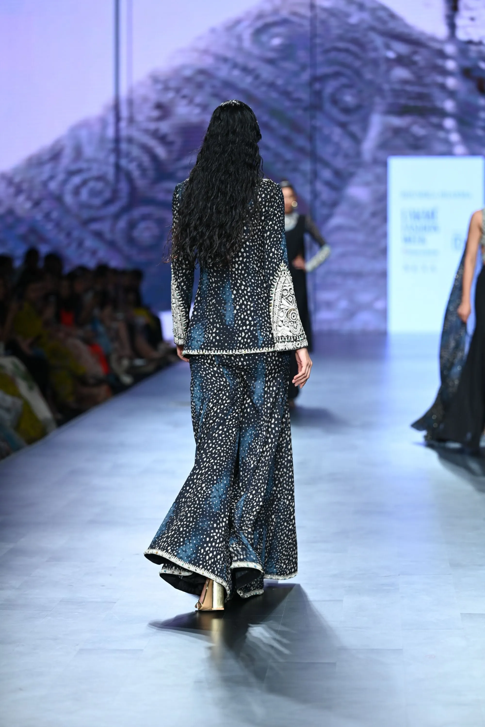 Rosette Embroidered Bow Jacket & Sharara Set