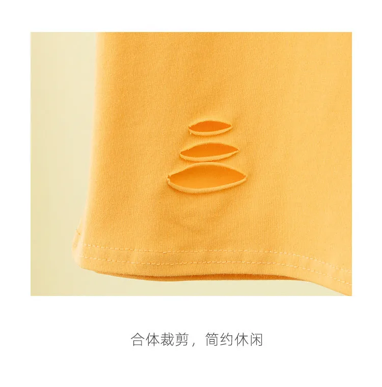 Summer ripped tight backless high waist T-shirt