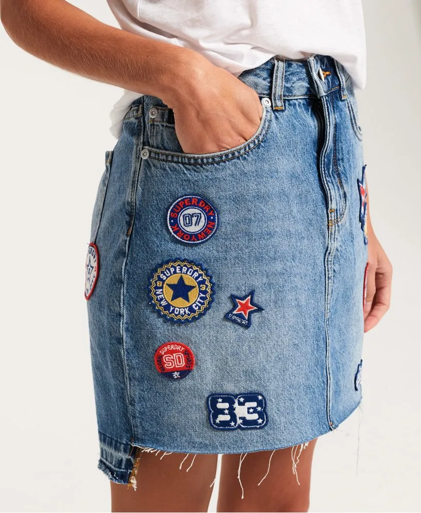 Superdry Patches Denim Skirt