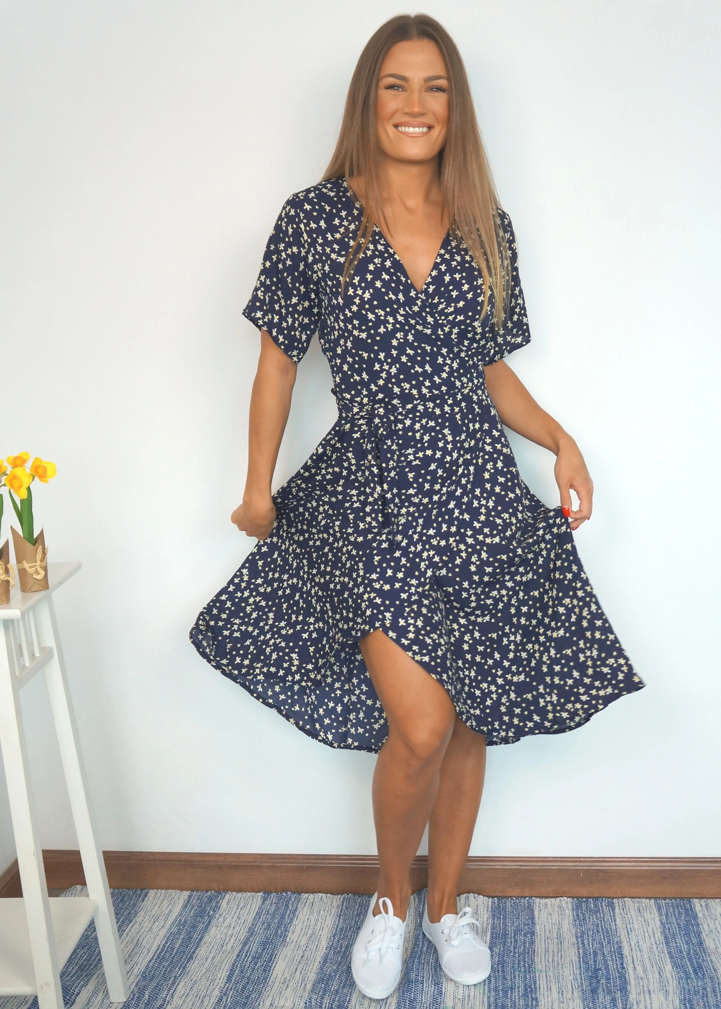 The Midi Wrap Dress - Indigo Garden