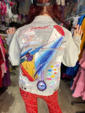 Vintage 90s Painted Aerodynamics Jean Jacket