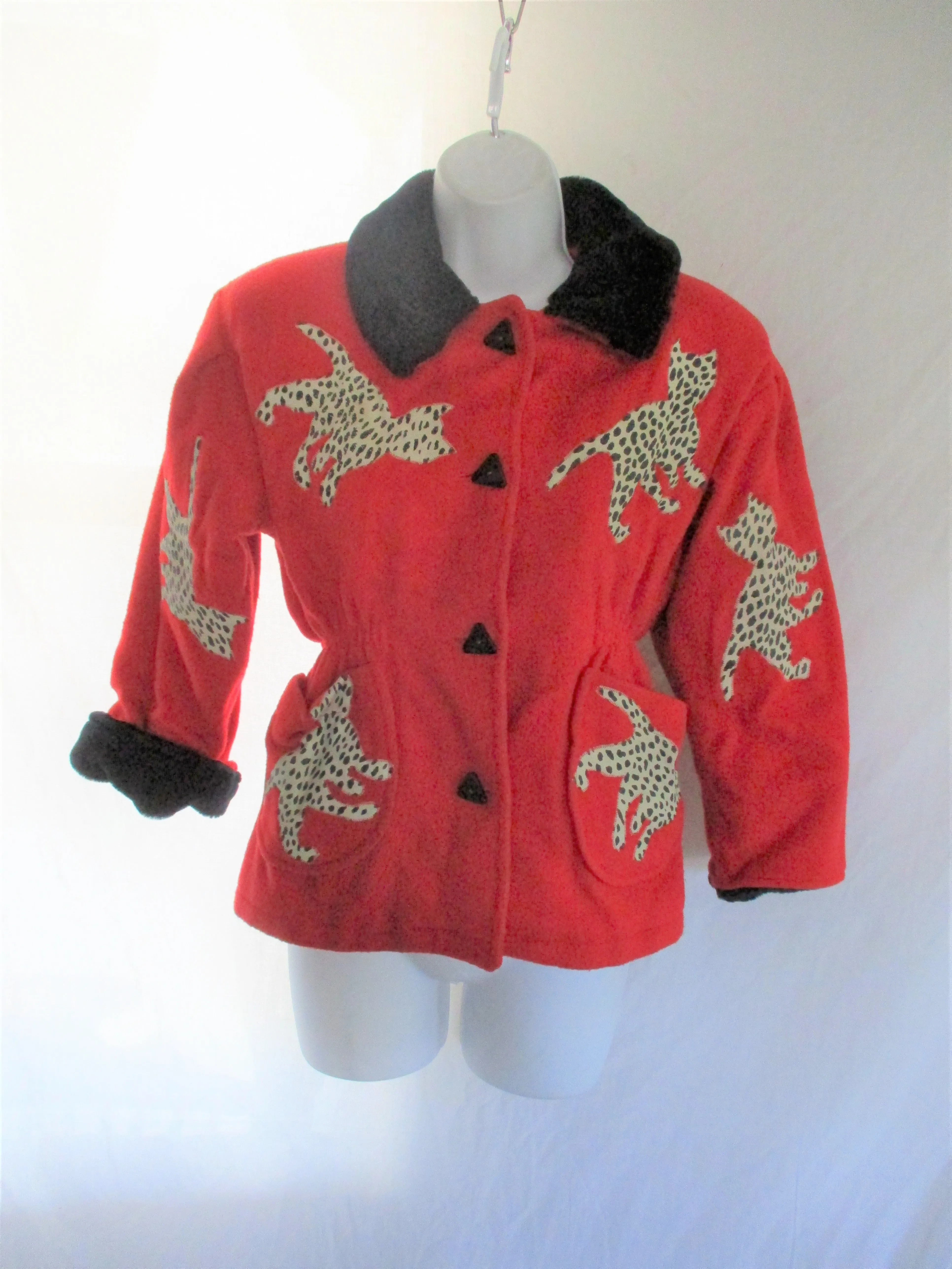 Vintage BOO BOO BABY BELINDA HUGHES LEOPARD CAT Jacket 8 Animal Print RED