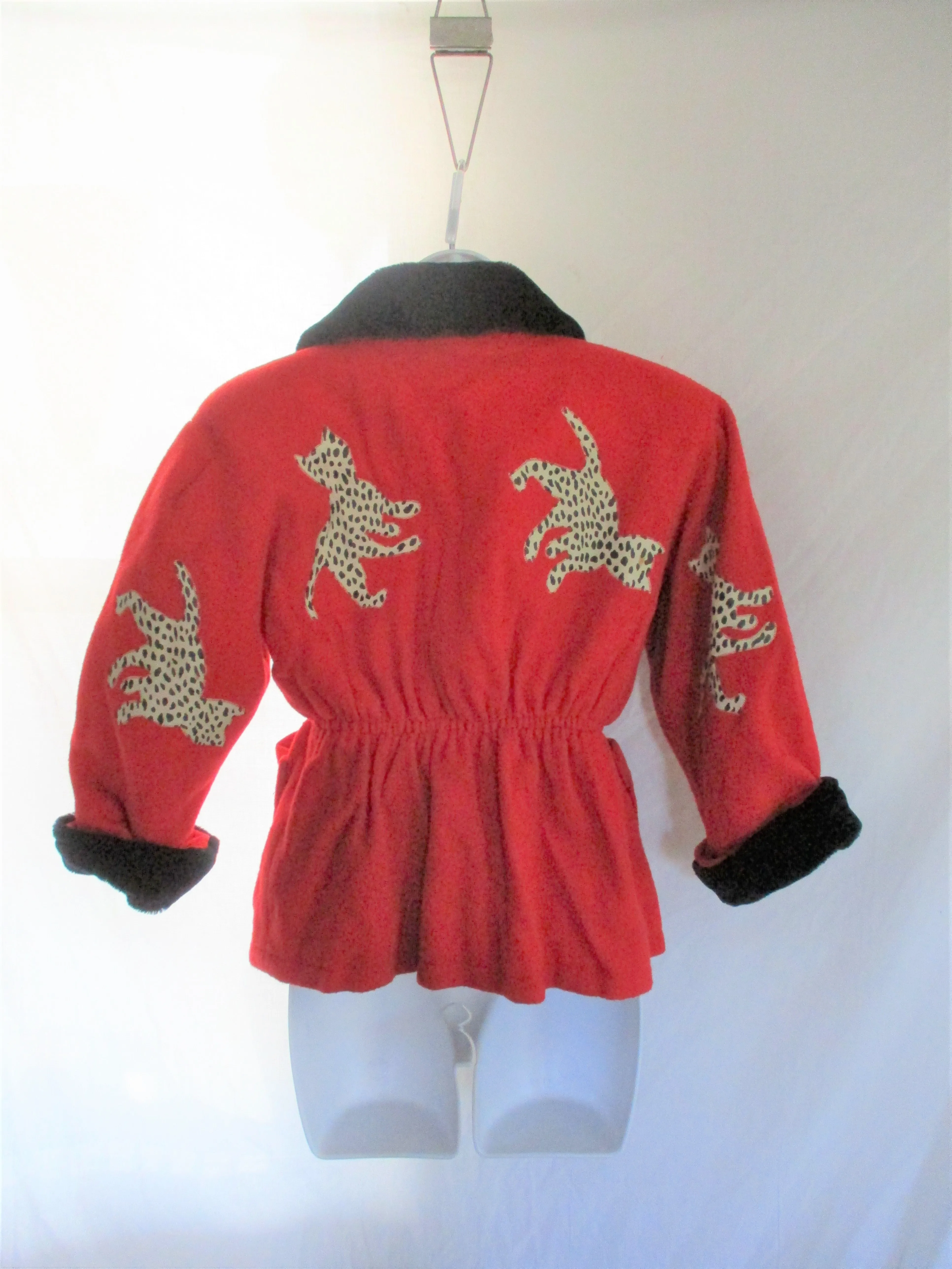 Vintage BOO BOO BABY BELINDA HUGHES LEOPARD CAT Jacket 8 Animal Print RED