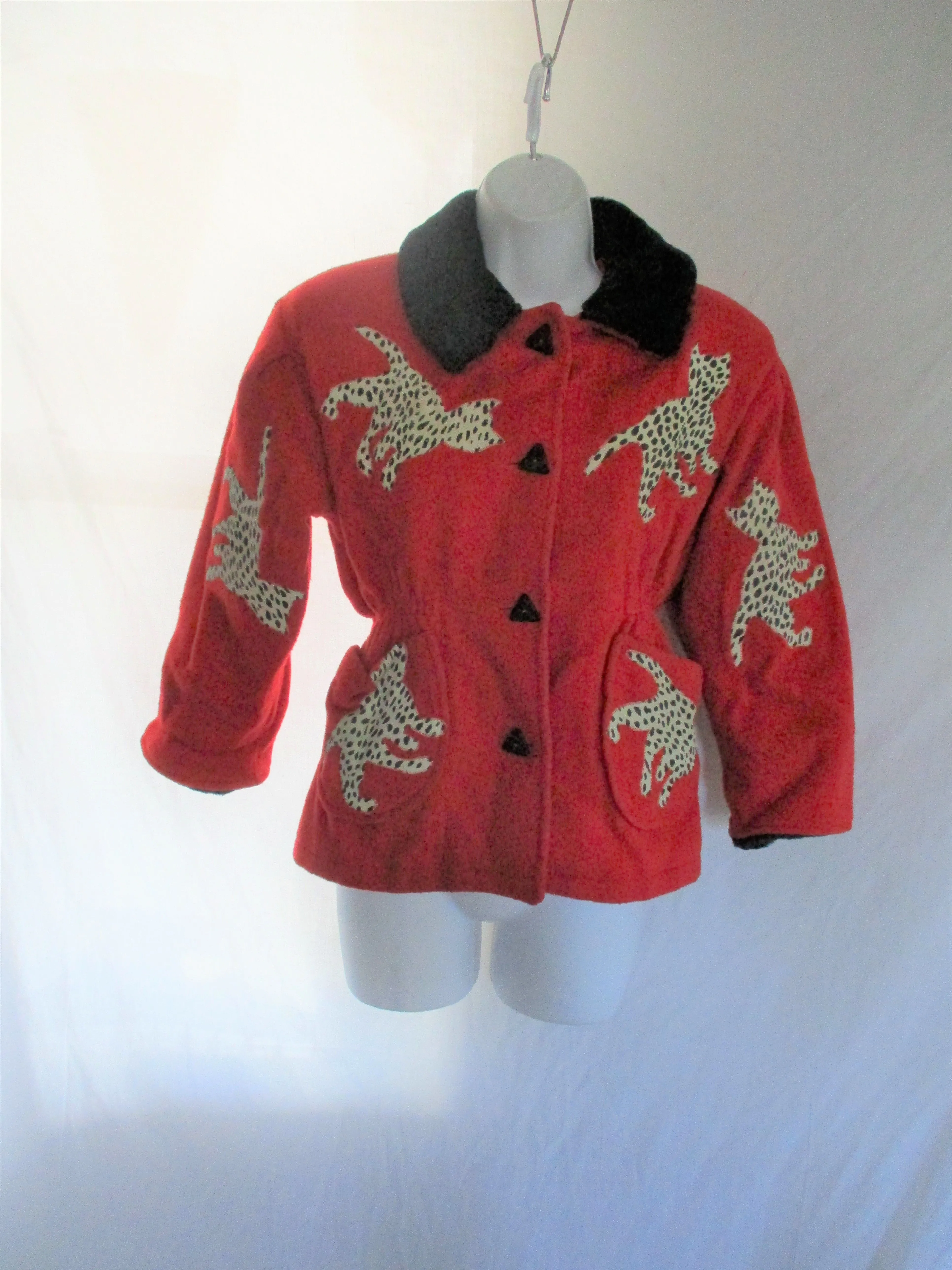 Vintage BOO BOO BABY BELINDA HUGHES LEOPARD CAT Jacket 8 Animal Print RED