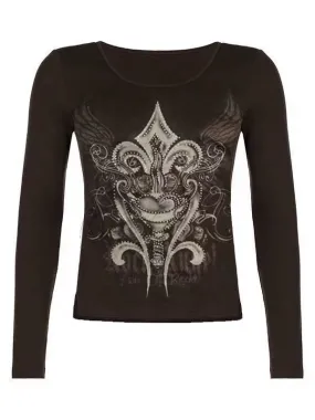 Wjczt barn jacket outfits Autumn and Winter New Printed round Neck Long Sleeve Knitted Long Sleeve T-shirt Casual Bottoming Shirt