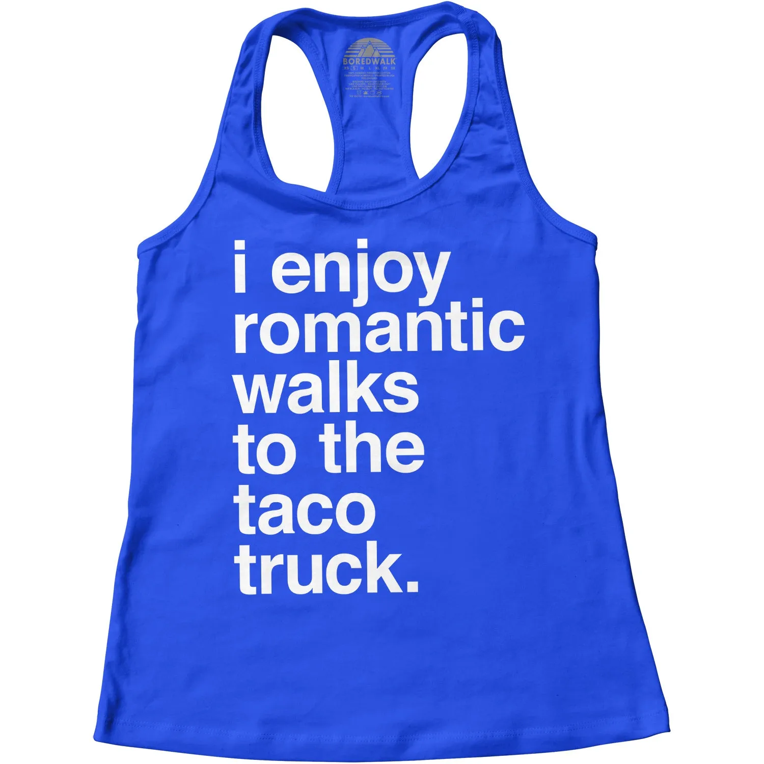 Women's I Enjoy Romantic Walks to the Taco Truck Racerback Tank Top