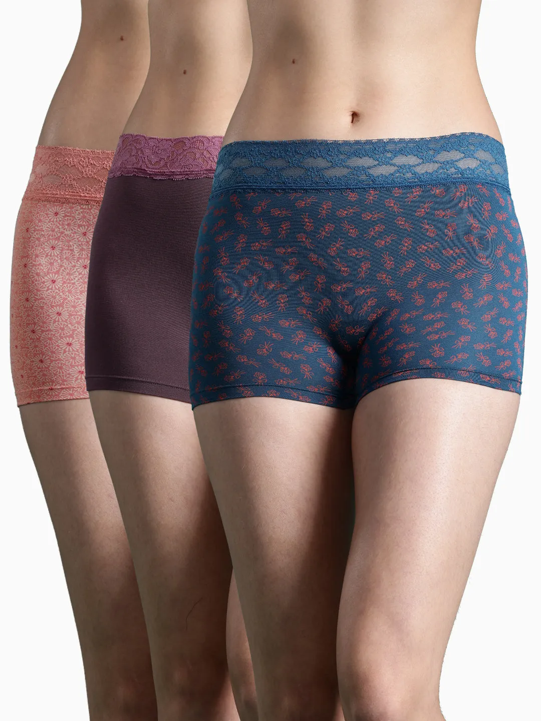Women's Sexy Lace Hipster Underwear | Mid Waist Boyshorts | Panties For Women| Briefs 3 Packs