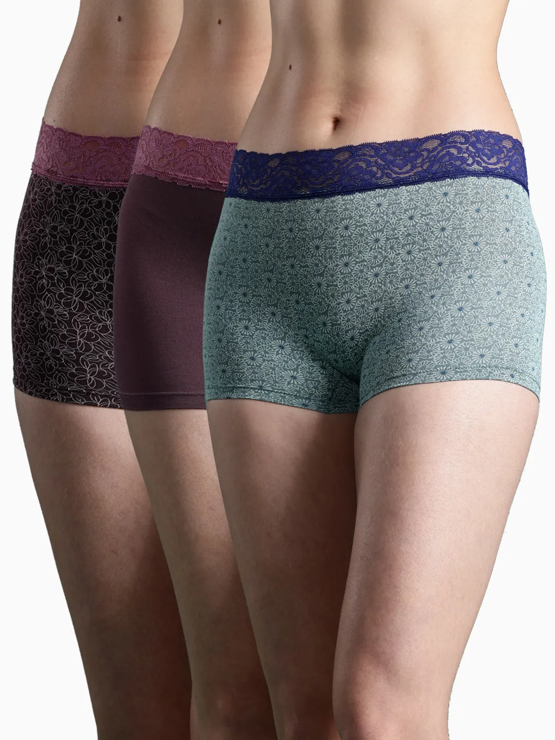 Women's Sexy Lace Hipster Underwear | Mid Waist Boyshorts | Panties For Women| Briefs 3 Packs