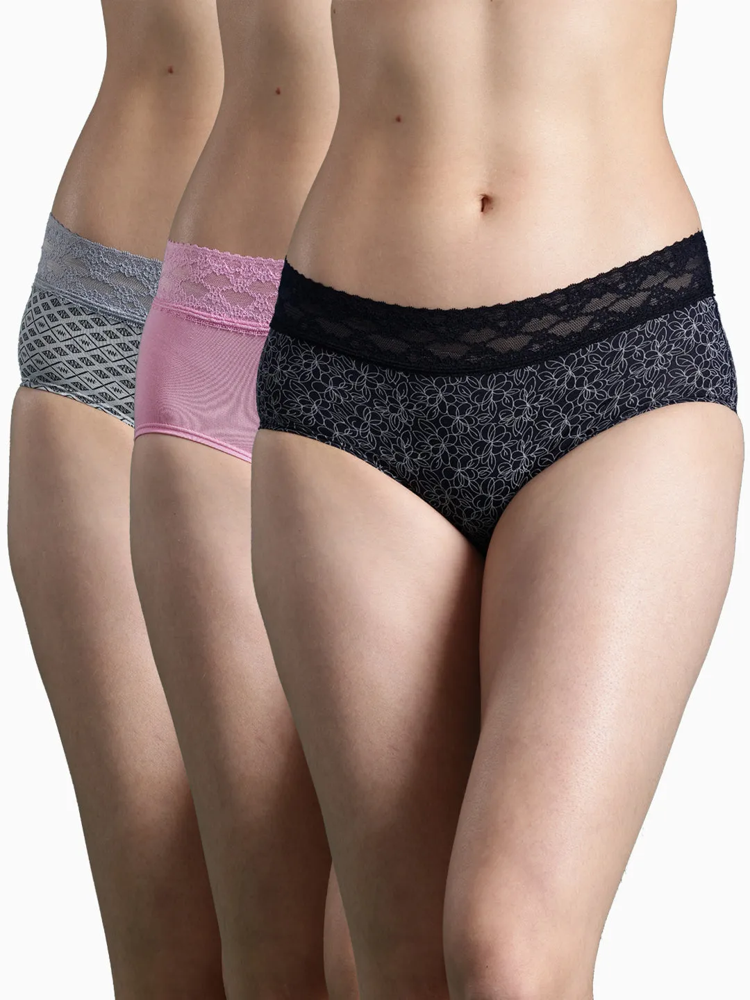 Women's Sexy Lace Hipster Underwear | Mid Waist Boyshorts | Panties For Women| Briefs 3 Packs