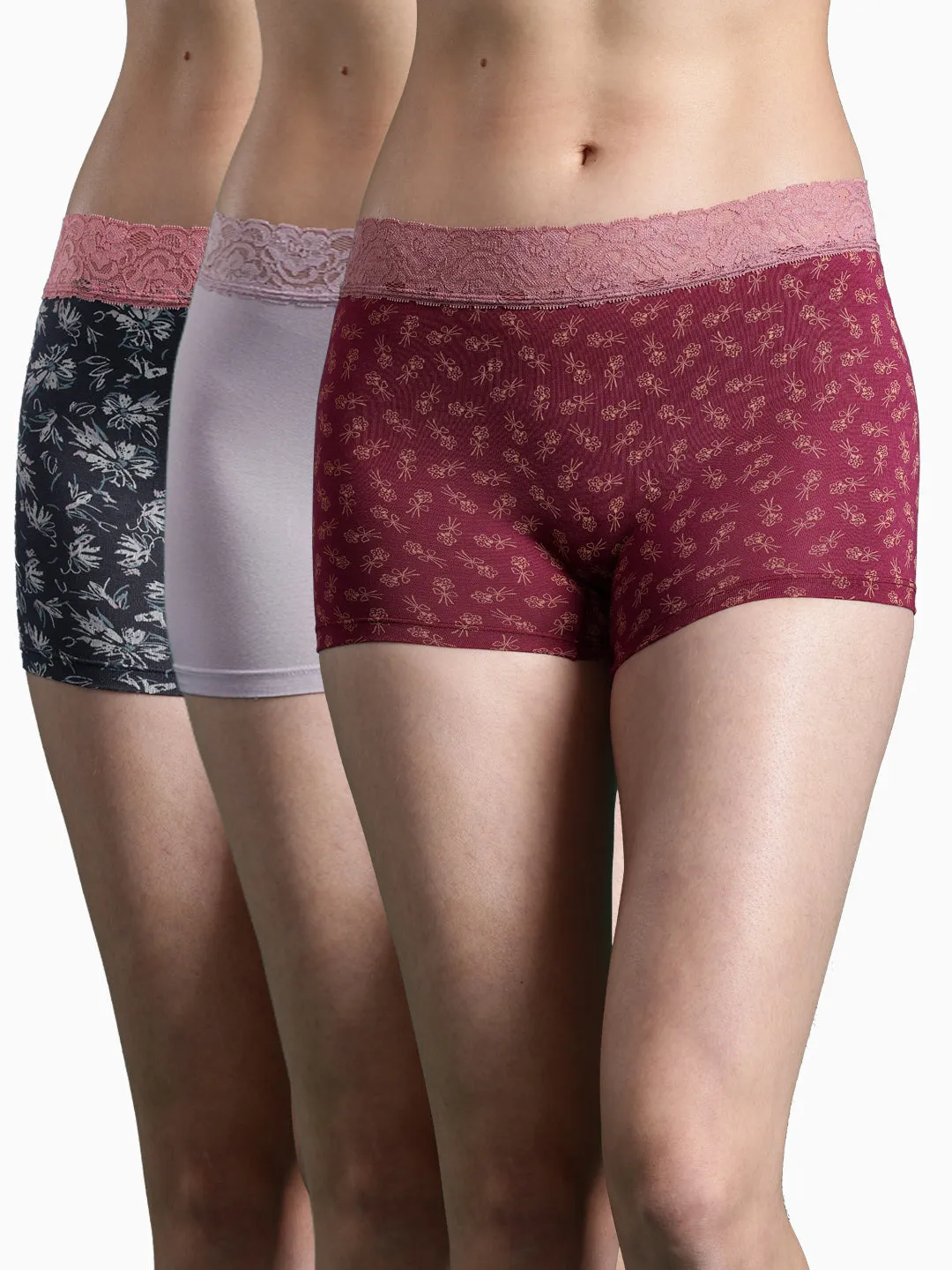 Women's Sexy Lace Hipster Underwear | Mid Waist Boyshorts | Panties For Women| Briefs 3 Packs